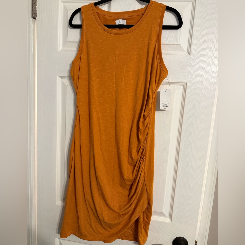 Nine West Ruched Sleeveless Dress in Warm Orange